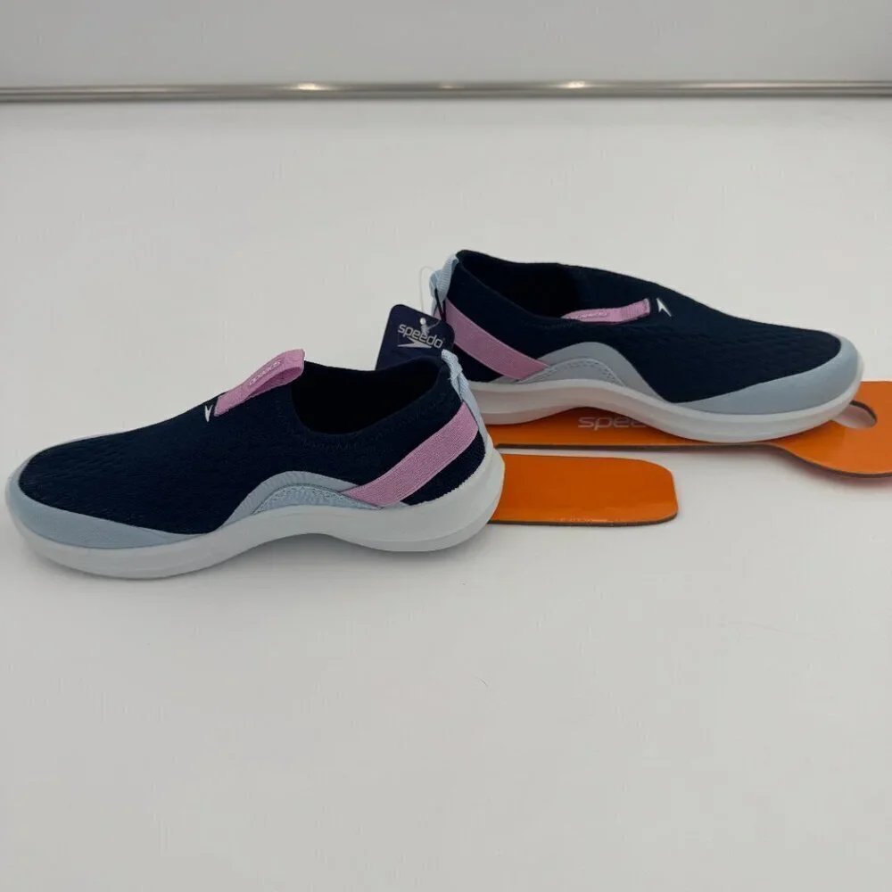 NWT Speedo Pull On Navy and Pink Water Shoes Size 13 - 1 (Juniors)